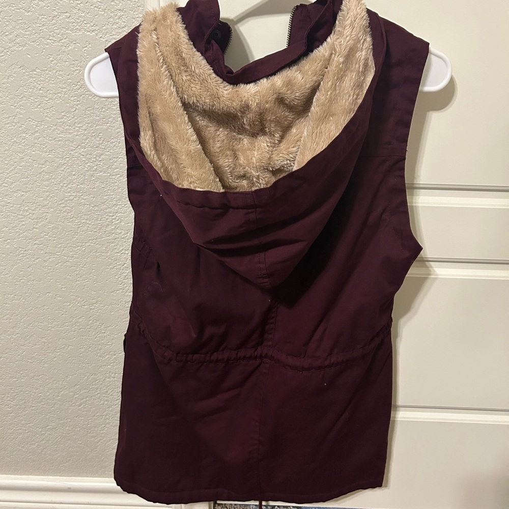 Soft Faux Lined Anorak Utility Hooded Jacket Vest - Picture 5 of 6